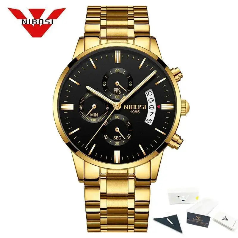NIBOSI Mens Luxury Chronograph Watch Quartz Timepiece