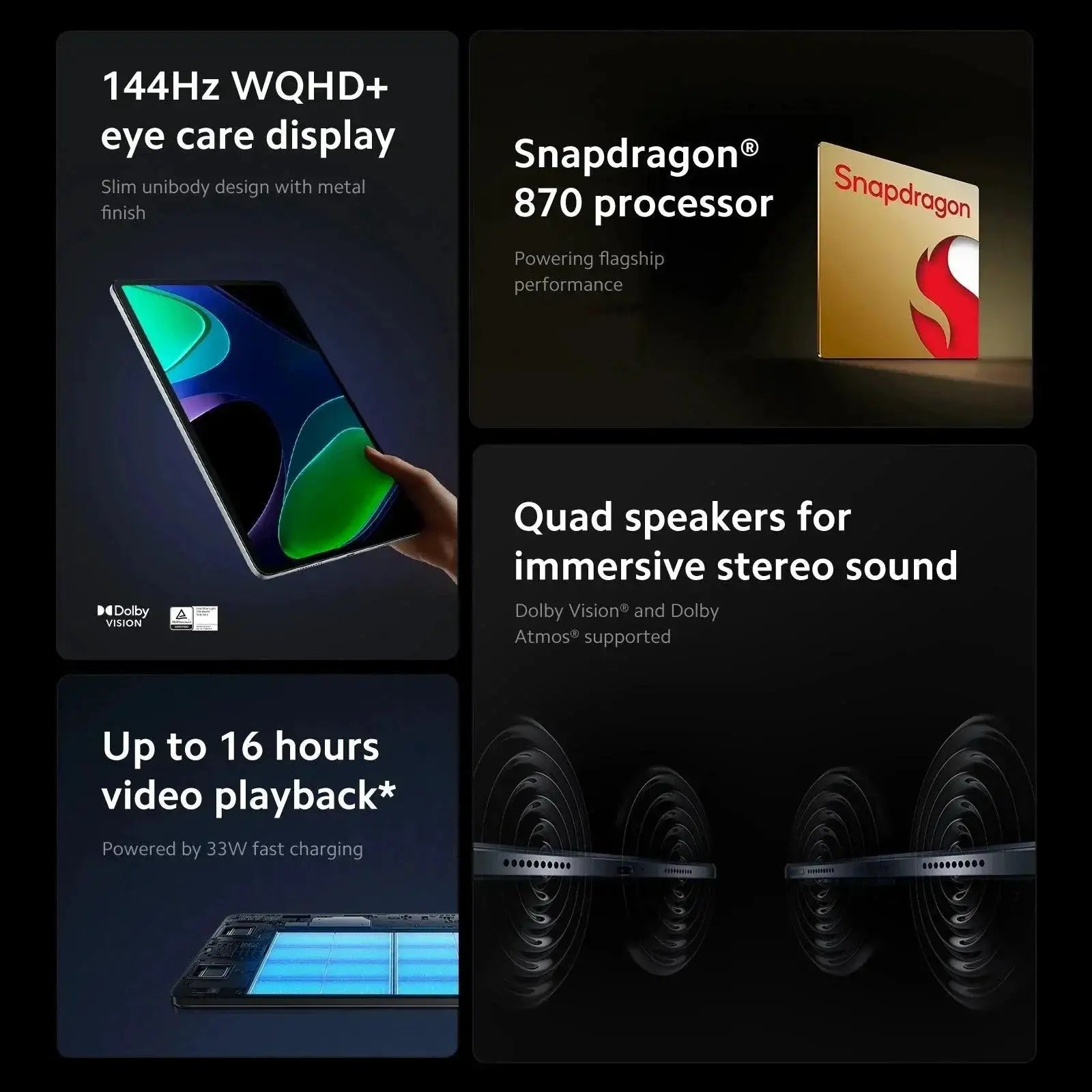 Pad 6 Tablet Snapdragon 870 11 Inch WQHD Plus Display