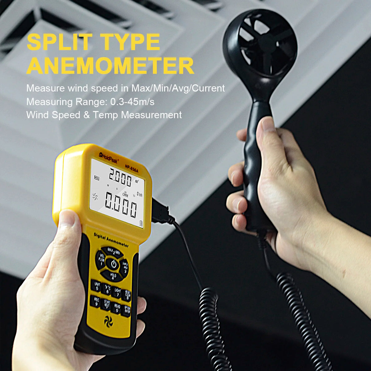 HoldPeak Digital Anemometer with PC Data Record /Handheld Wind — product view 4