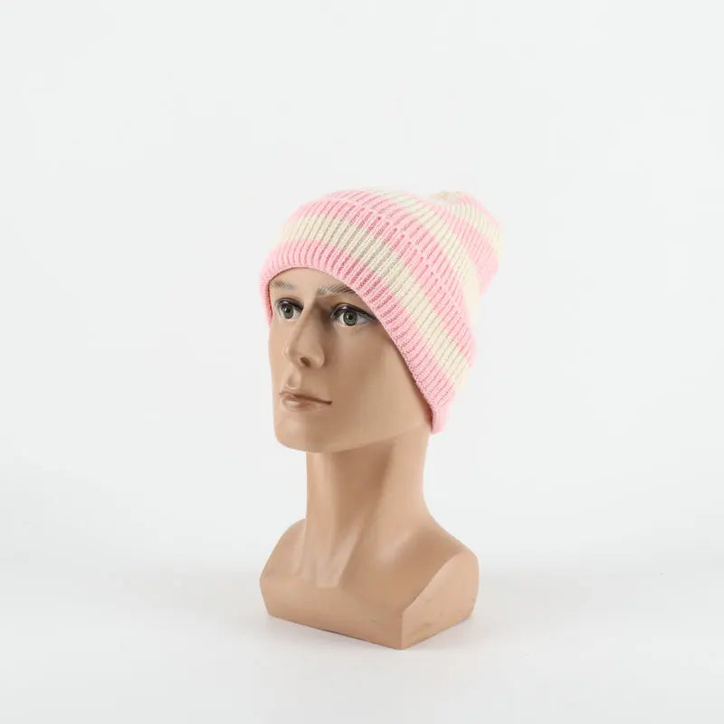 Striped Colorblock Knit Winter Hat