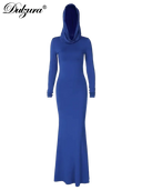 Elegant Hooded Maxi Dress for Parties