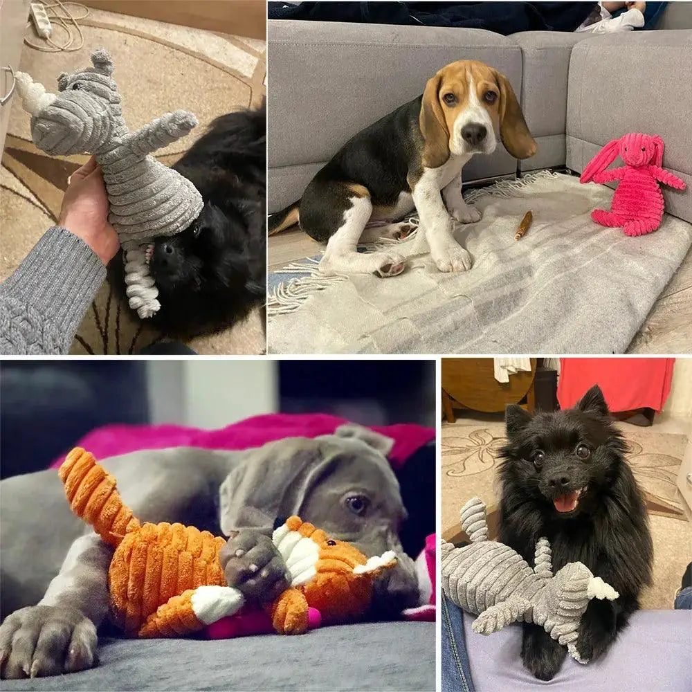 Corduroy Plush Dog Toys Bite Resistant Squeaky Pets