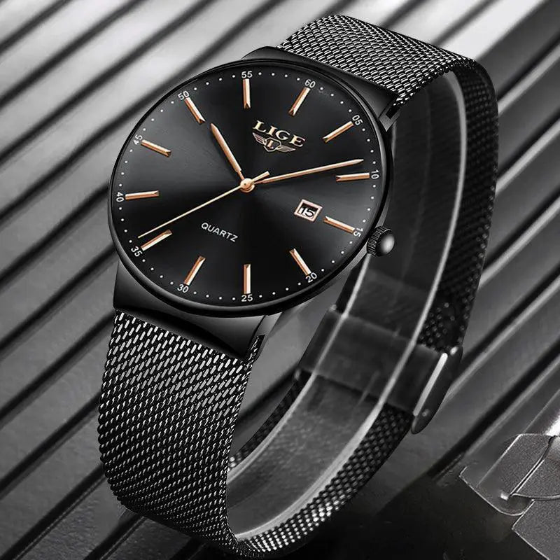 Lige Ultra Thin Mens Fashion Watch Quartz Elegant Design
