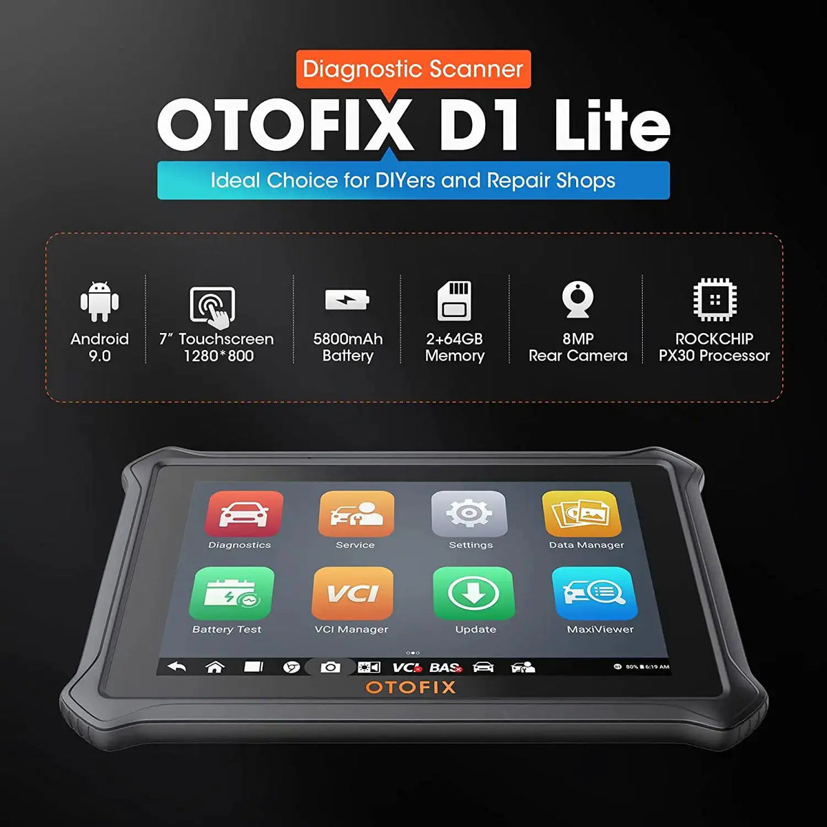 OTOFIX D1Lite Bluetooth Car Diagnostic Tool OBD2 Scanner Bi-Directional Automotive Scan Tool 2 Years Free Update Active Test