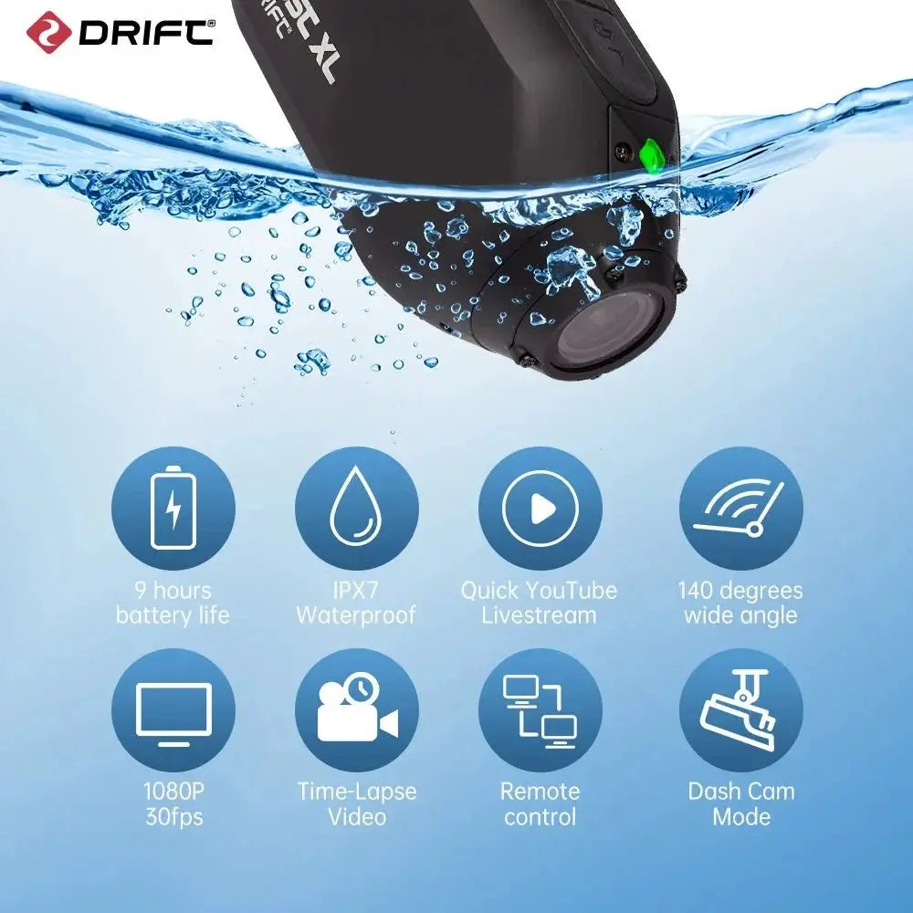 Drift Ghost XL Action Camera 1080p Full HD Waterproof Rotating Lens Dash Cam - stepyours.com
