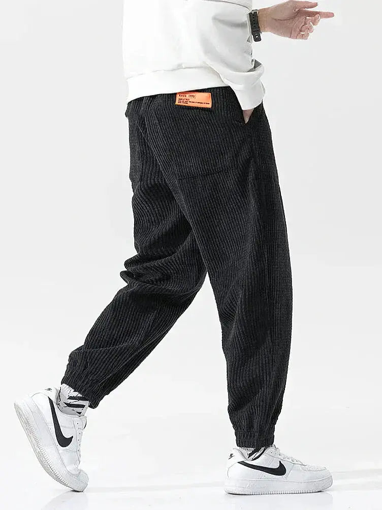 Baggy Corduroy Sweatpants for Men Solid Color Casual Joggers - OurLum.com