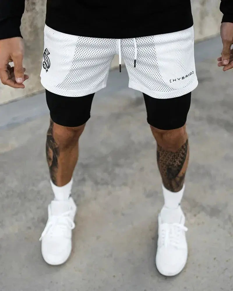 Men's Camouflage 2 In 1 Compression Shorts Running Basketball