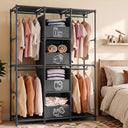 Freestanding Wardrobe Closet Dustproof Hanging Rods & Drawers