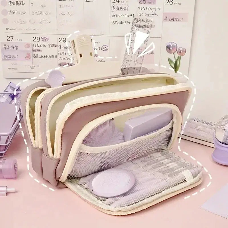 Girl Large Capacity Aesthetic Pencil Bag Zipper Pouch