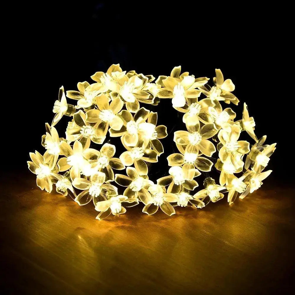 Solar Cherry Blossom String Lights Outdoor Eco Decor