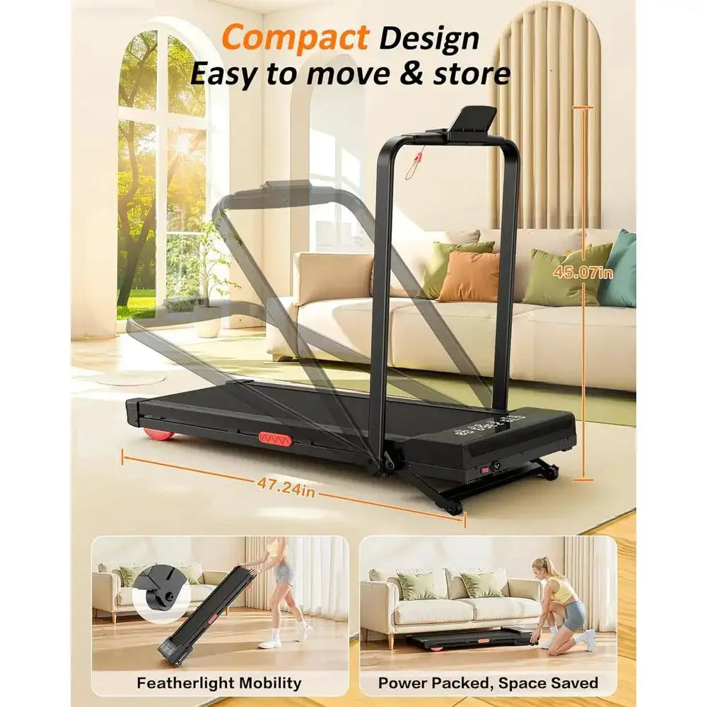 12-Level Incline Walking Pad Treadmill, 3.0HP Quiet, 350 lbs Capacity, Under Desk, Dual-Purpose for Home & Office