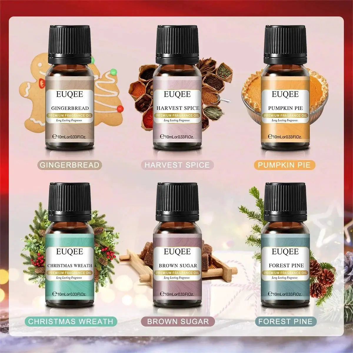 EUQEE Holiday Essential Oil Gift Set Scents for Diffusers