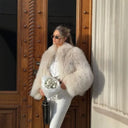 Wool Lapel Faux Fur Coat