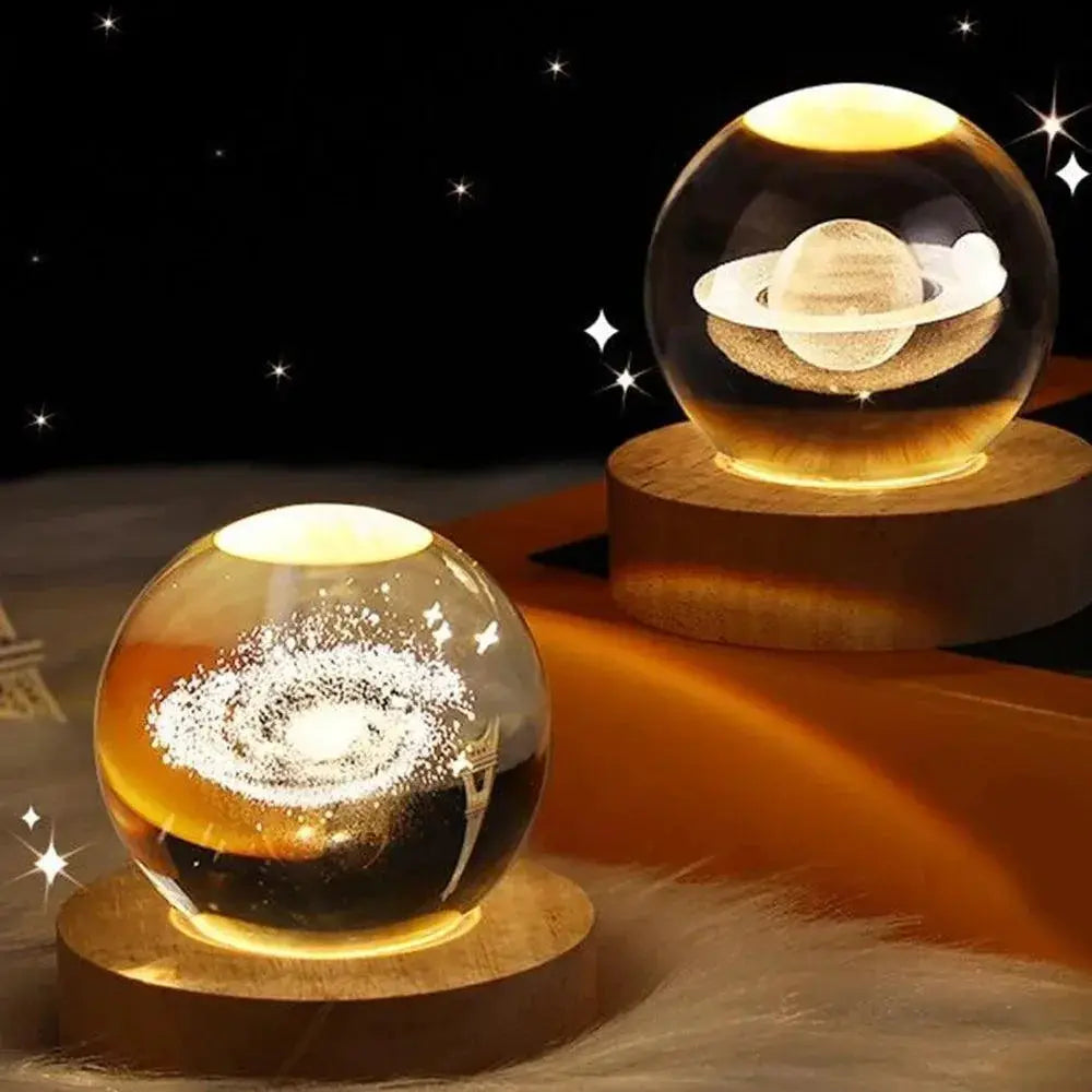 3D Galaxy Moon Lamp LED Crystal Ball Night Light Decor