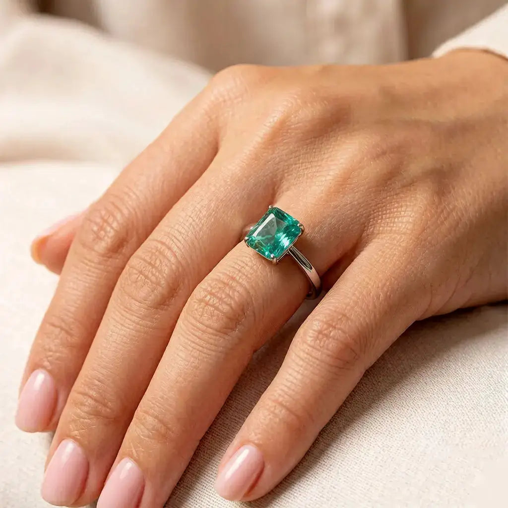 925 Sterling Silver Colored Ice Flower Cherokee Diamond Ring, Shaped Mint Green Women's Fashion Charm Jewelry, Mother's Day Gift