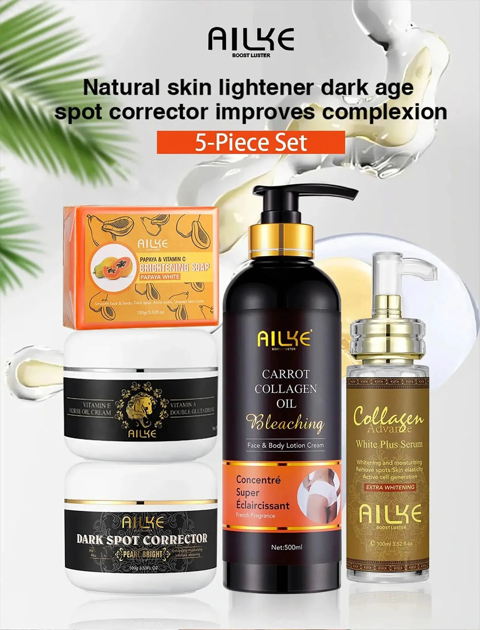 AILKE Collagen Women Skin Care Set, Moisturizing, Whitening, Remove Freckles, Dark Spots, Black Spots, Skin Lightening Kit