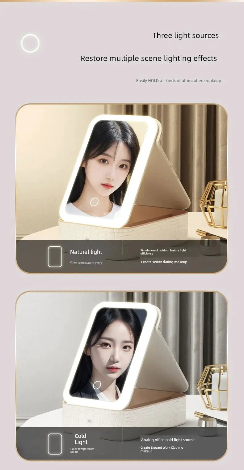 Travel Makeup Mirror With LED Light — product view 13