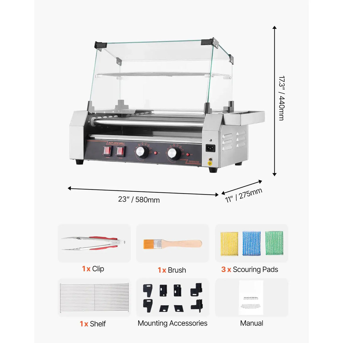 SucceBuy Rollers Hot Dog Roller Stainless Steel Sausage Grill — product view 7