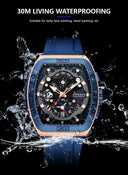Mens Colorful Multi Functional Tonneau Quartz Watch