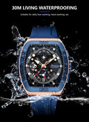 Mens Colorful Multi Functional Tonneau Quartz Watch