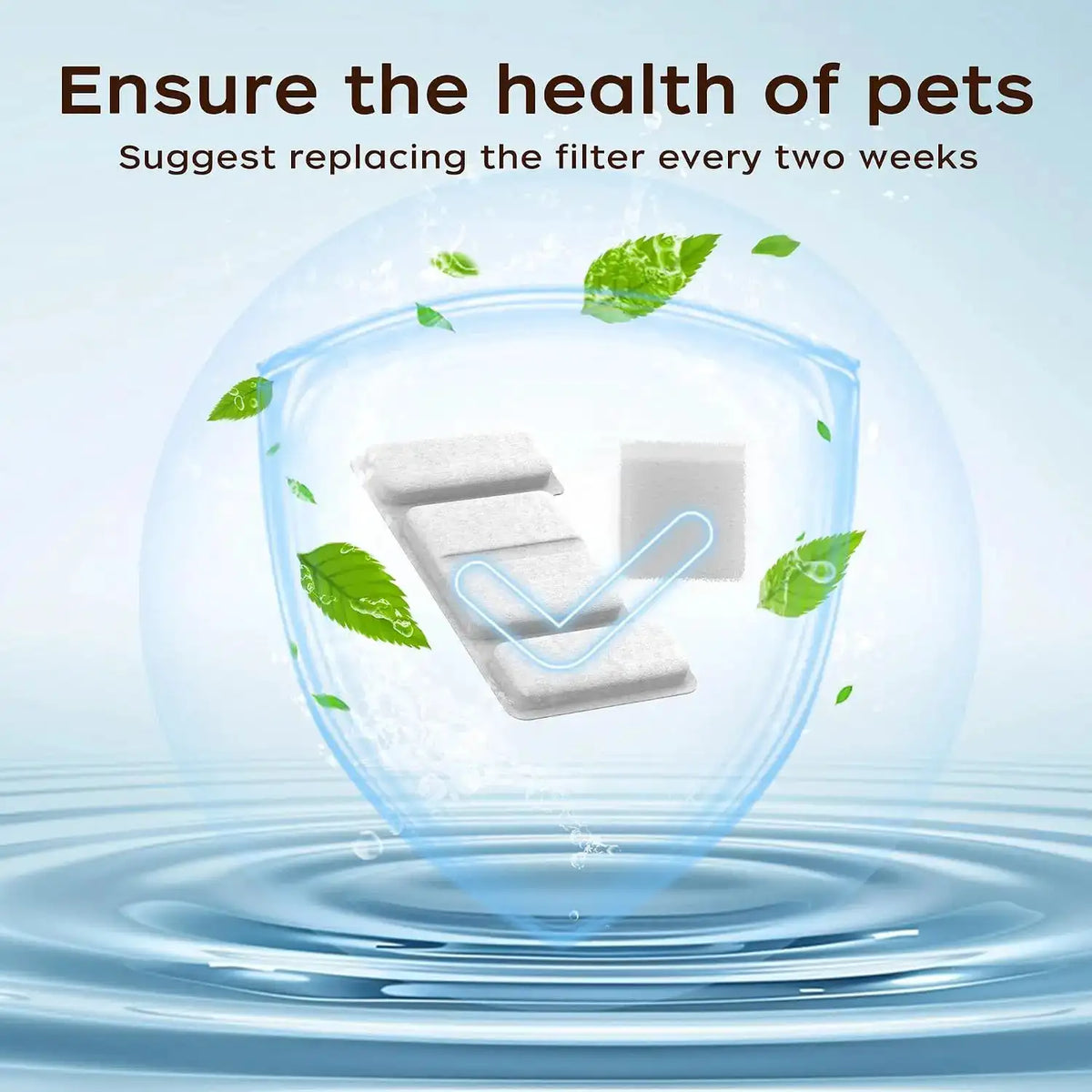 Replacement Filters & Sponges for 2.2L Stainless Steel Cat Water Fountain, 8 Filters + 4 Sponges Kit