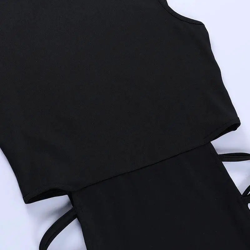Sultry Black Bandage Dress Sexy High Split Clubwear Style