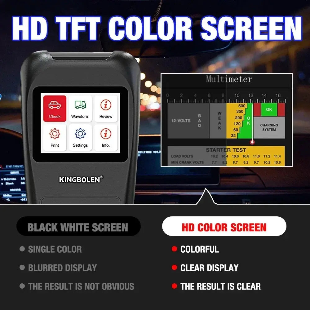 Kingbolen BM510 Car Battery Tester 6V 12V 24V Analyzer