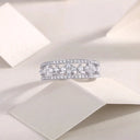 Moissanite Flower Ring Silver Gold Plate