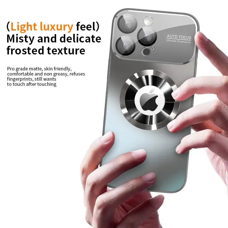 New Titanium Metallic Luxury Matte Case For iPhone 17 16 15 14 13 12 18 Pro Max For Magsafe Glass Lens Camera Protection Cover