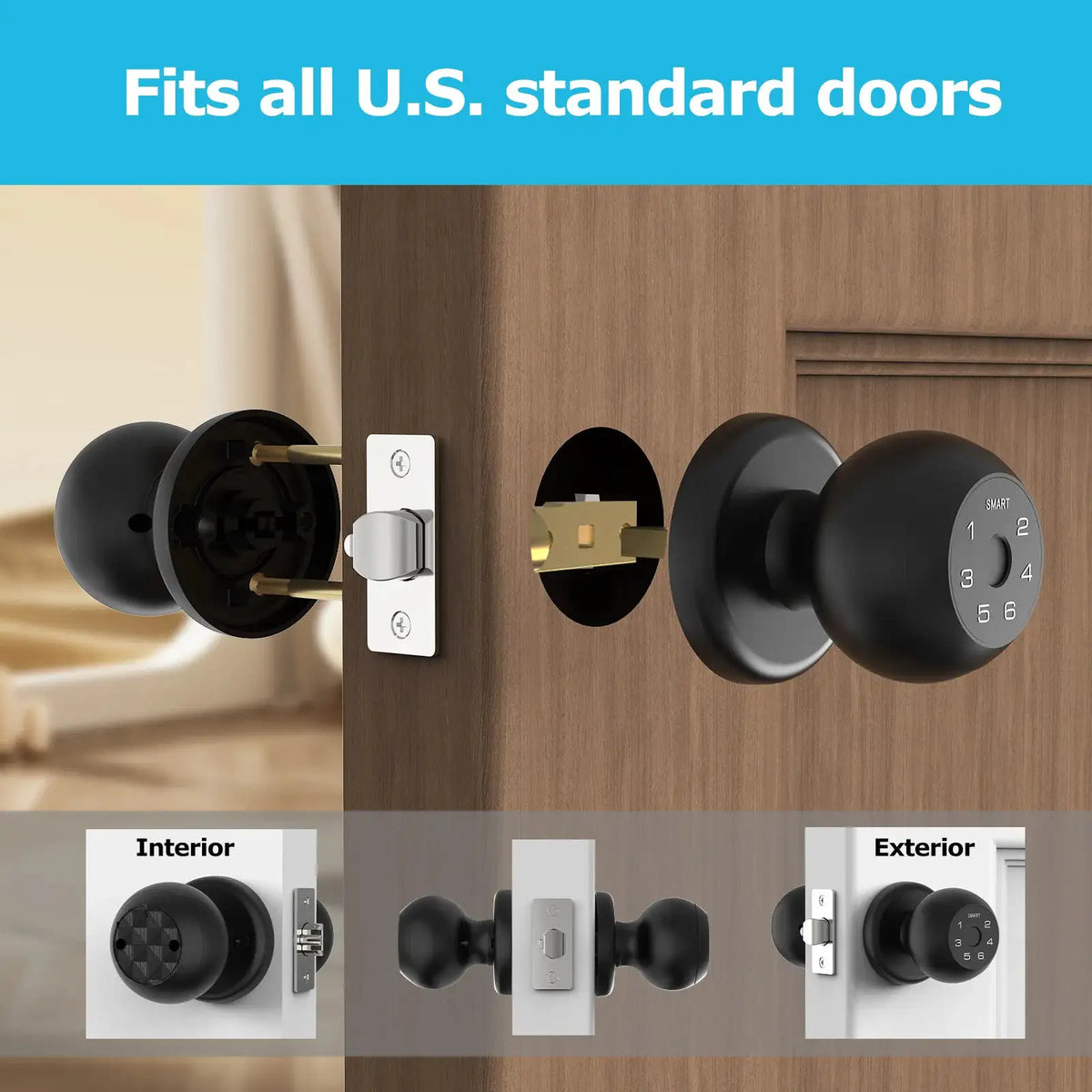 Viladepot Smart Lock Fingerprint Door Lock TYPE-C Interface App Control Passcode Unlock Electronic Touchscreen Keypad Indoor