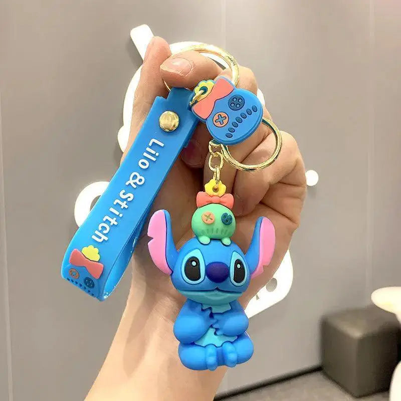 Disney Character PVC Keychain Minnie Mickey Stitch Accessory