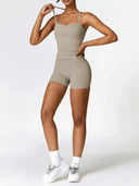 Yoga Set Women Quick Dry Cami High Waist Shorts