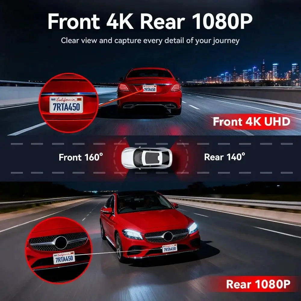 Redtiger A4 4K Dash Cam Front and Rear GPS and 5G WiFi Night Vision Parking - stepyours.com
