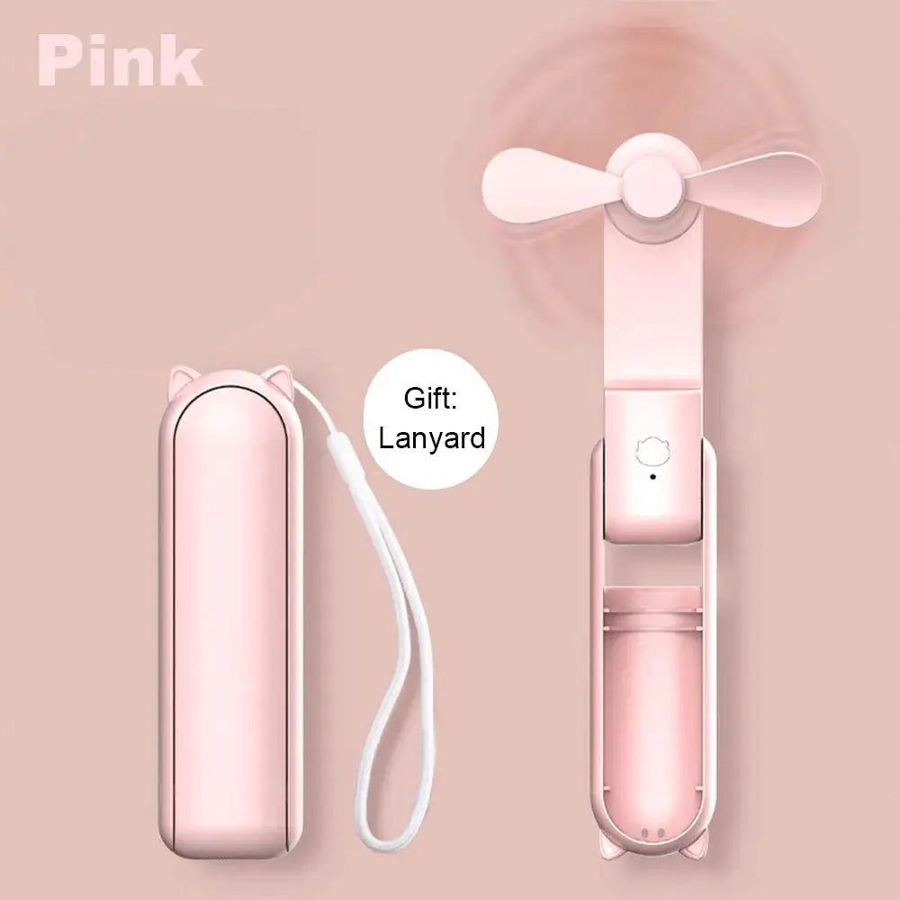 Portable Mini Handheld Fan Small Pocket Fan USB Rechargeable Battery Fan Folding Cooling Hand Fan Mini USB Fan with Power Bank