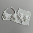 Yoga Set Seamless Halter Bra Matching Shorts Outfit