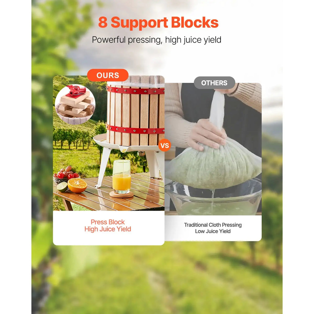 SucceBuy Fruit Wine Press Solid Wood Basket with Blocks Heavy — product view 3