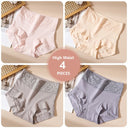 ZJX 4Pcs Set High Waist Cotton Women Panties Plus Size Body Shaper