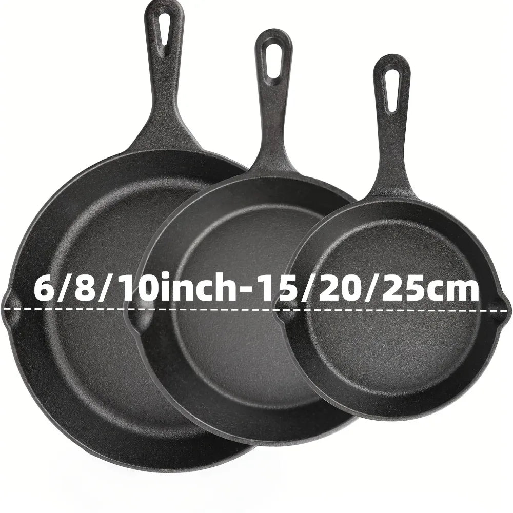 Cast Iron Skillet Set ( Inch) Pre-Seasoned, Heavy-Duty Pans for — product view 5