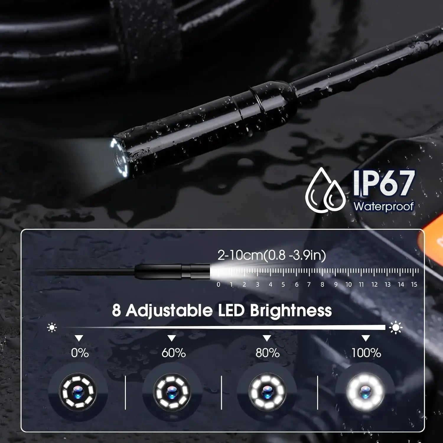Industrial Endoscope Camera 4.3 Inch IPS Screen 1080P IP67 Waterproof Borescope - stepyours.com
