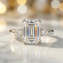 Moissanite Ring in Sterling Silver Asscher