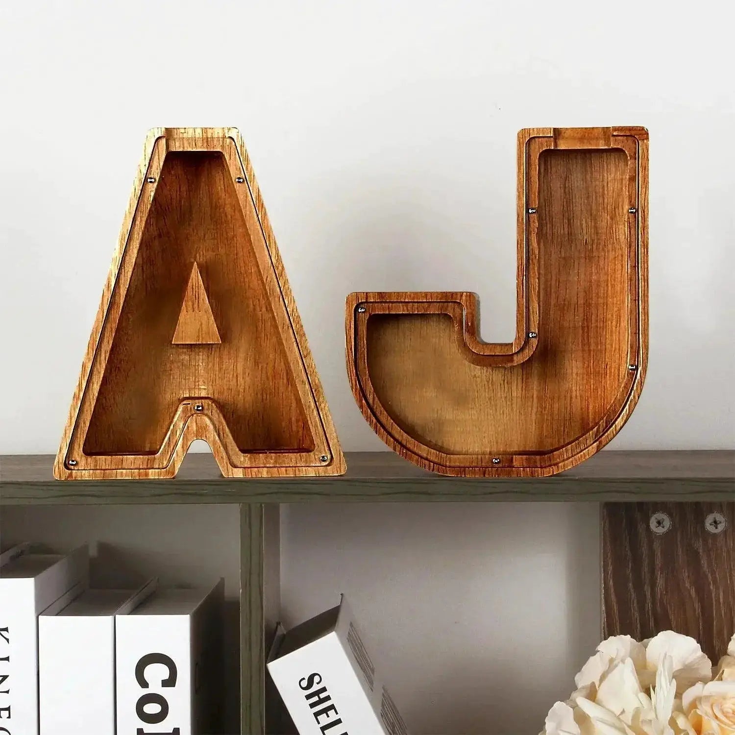 English Alphabet Wooden Piggy Bank Educational Savings Box