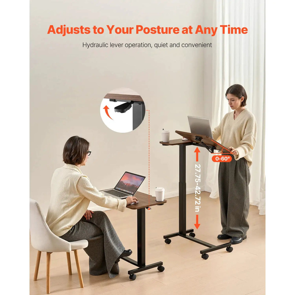 Adjustable Overbed Table With Rolling Casters — product image 2
