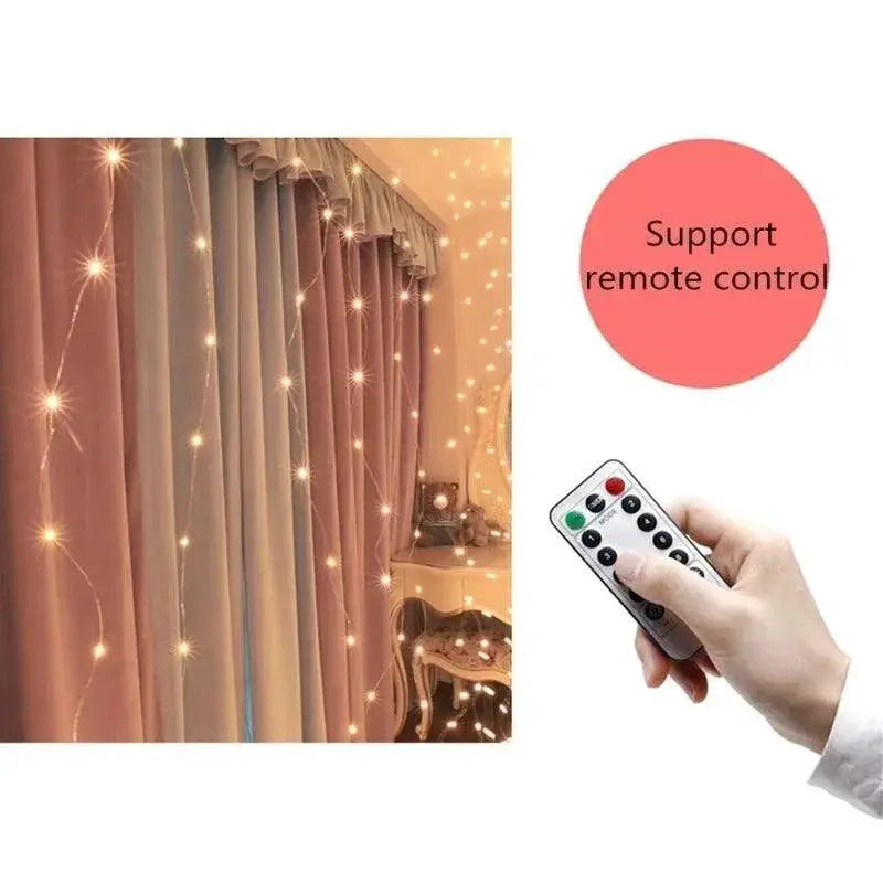 USB Fairy String Curtain Lights With Remote 8 Modes Decor