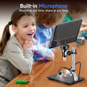 RIEVBCAU 10.1'' HDMI Digital Microscope 2000X Coin Microscope with 10 LEDs 20MP Soldering Microscope for Electronics,PCB, Repair