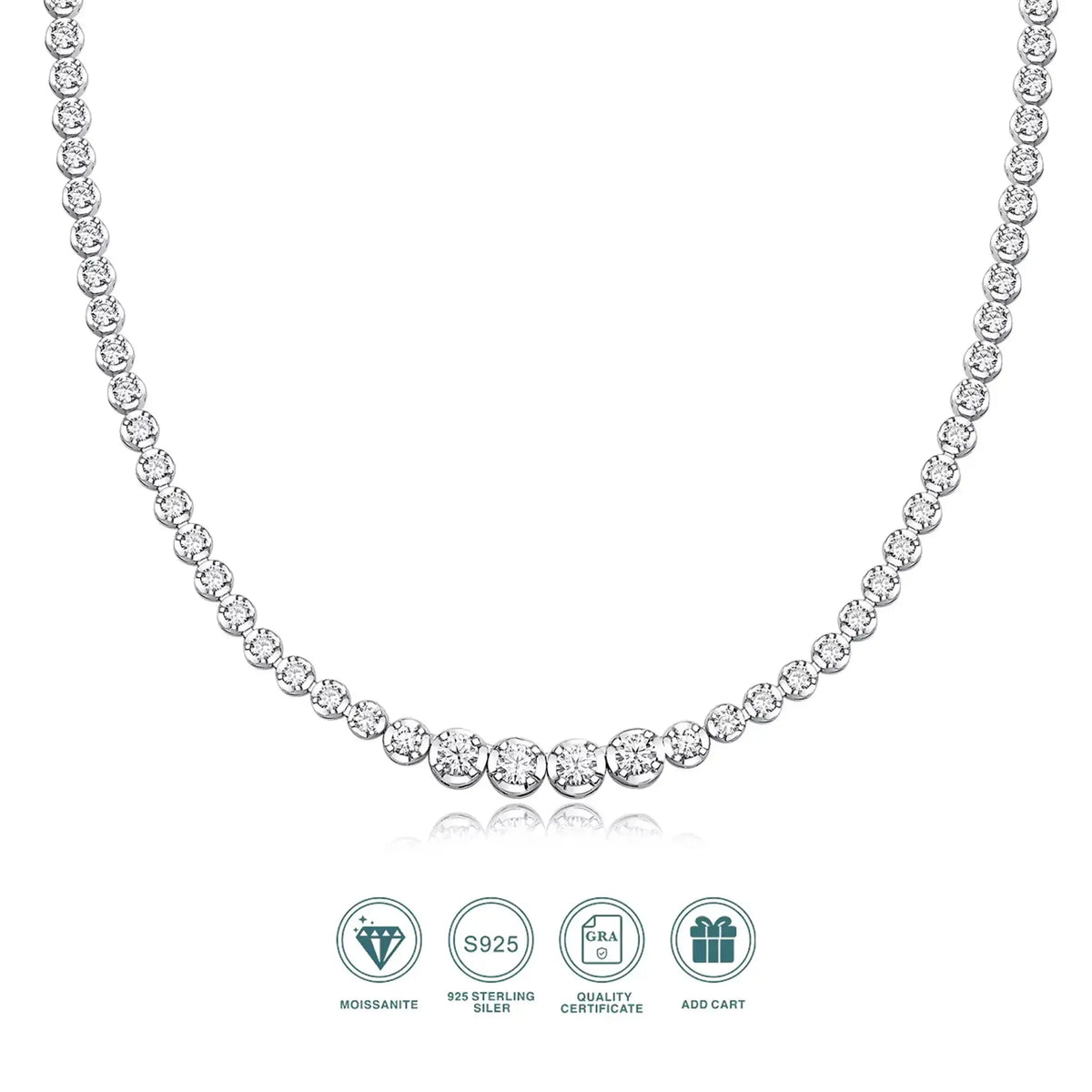 Moissanite Pendant Necklace in Sterling Silver LYEE — product view 1