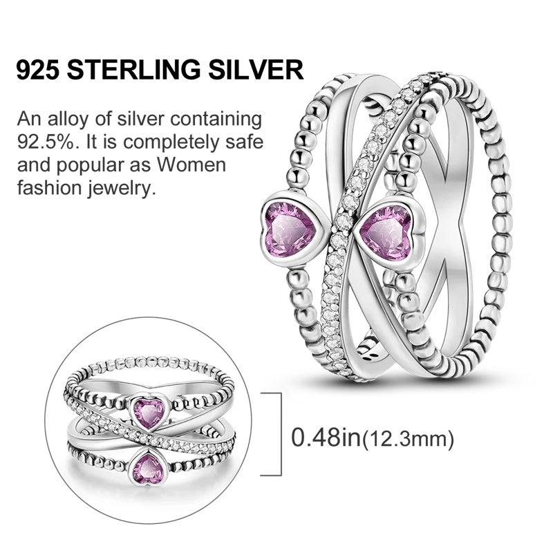 Sterling Silver Ring Sparking Purple