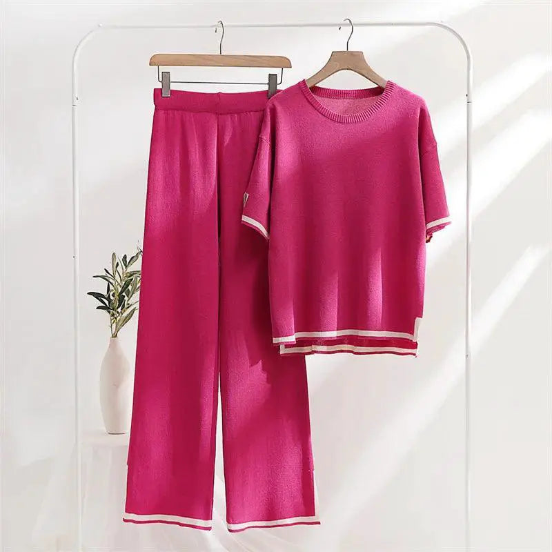 Ice Knit Pants Pajama Set Effortless Elegance Comfort