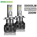 Car LED Headlight Super Bright CSP Chip 200W Turbo Fog Light