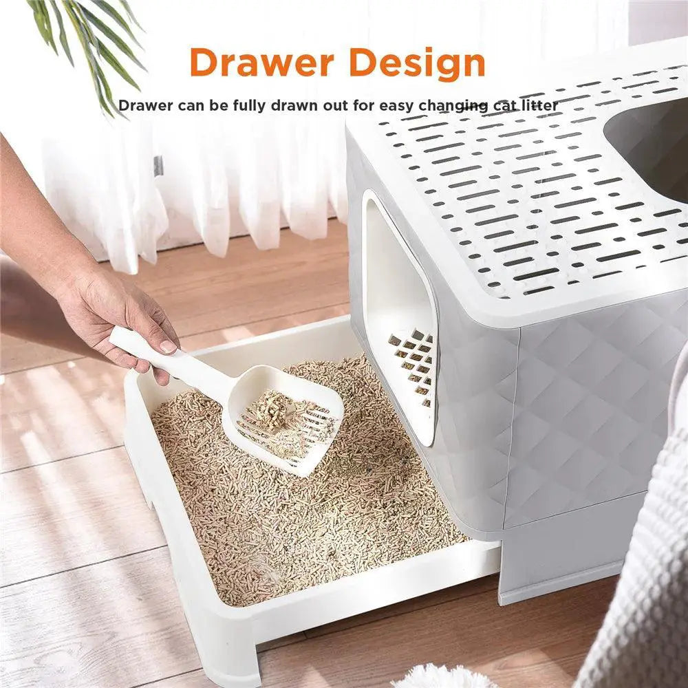 Foldable Cat Litter Box Large Pet Toilet Easy Clean Shovel
