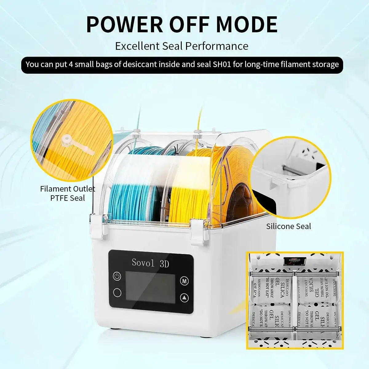 Sovol Filament Dryer 2023, SH01 Filament Dehydrator 3D Printer Spool Holder with Upgraded Fan, Dry Box for Keeping Filament Dry